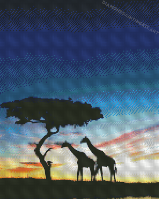 African Giraffes Silhouette Diamond Paintings