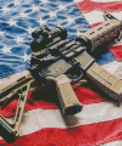 American Flag With AR 15 Diamond Paintings