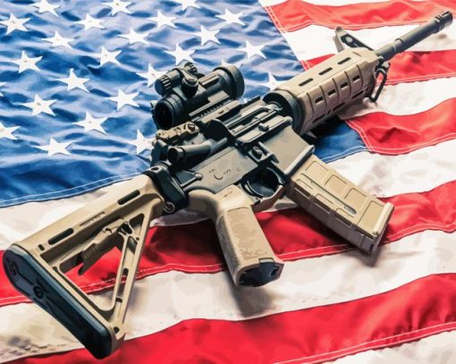 American Flag With AR 15 Diamond Paintings