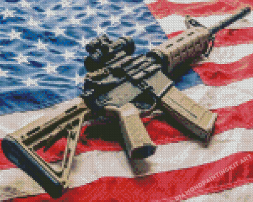 American Flag With AR 15 Diamond Paintings