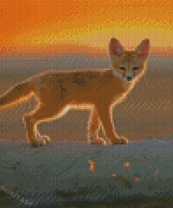 Baby Fox At Sunset Diamond Paintings