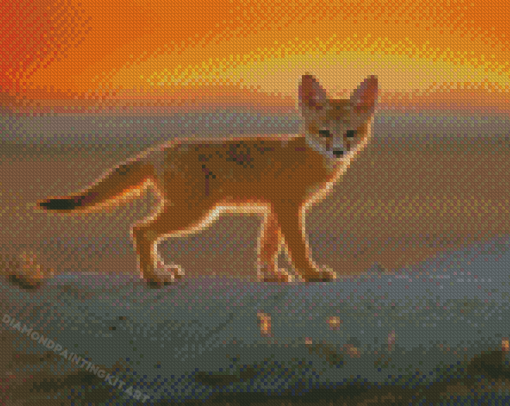 Baby Fox At Sunset Diamond Paintings