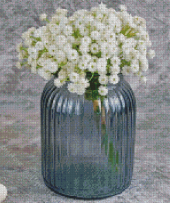 Babys Breath Gypsophila Glass Vase Diamond Paintings