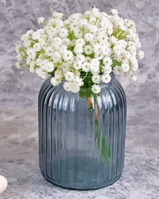 Babys Breath Gypsophila Glass Vase Diamond Paintings