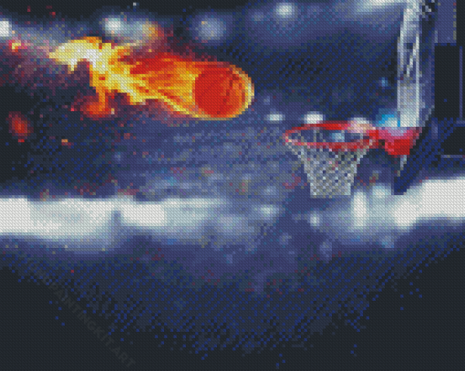 Basketball On Fire Diamond Paintings