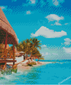 Beach Huts In Playa Del Carmen Diamond Paintings