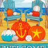 Beach And Pumpkins Poster Diamond Paintings