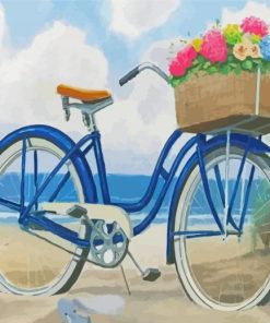 Beach Bike With Flowers Diamond Paintings