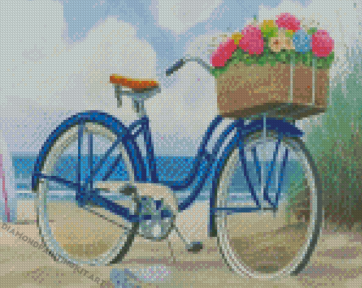 Beach Bike With Flowers Diamond Paintings