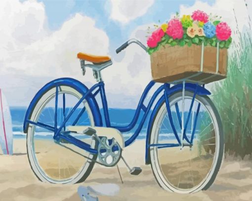 Beach Bike With Flowers Diamond Paintings