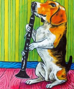 Beagle Dog Clarinet Player Diamond Paintings