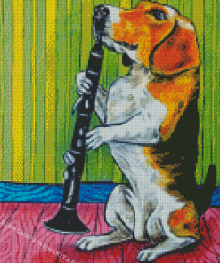 Beagle Dog Clarinet Player Diamond Paintings