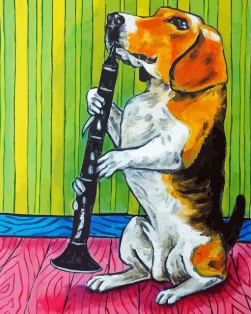 Beagle Dog Clarinet Player Diamond Paintings