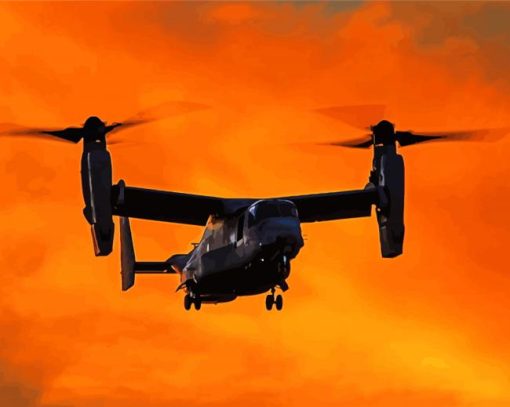 Bell Boeing V22 Osprey Military Aircraft At Sunset Diamond Paintings