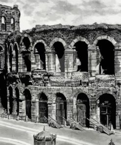 Black And White Verona Colosseum Diamond Paintings