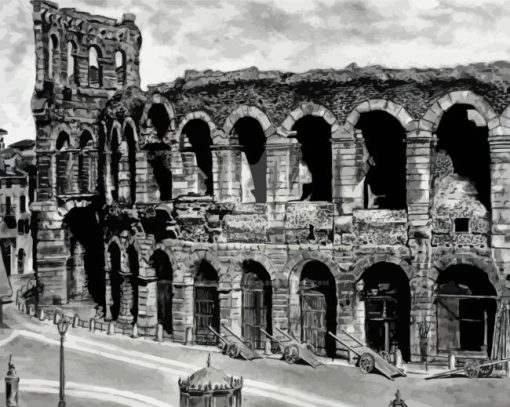 Black And White Verona Colosseum Diamond Paintings