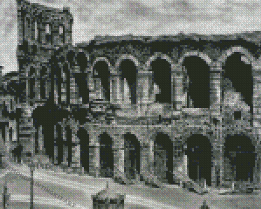 Black And White Verona Colosseum Diamond Paintings