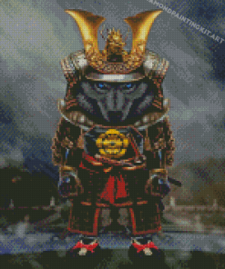 Black Samurai Wolf Diamond Paintings