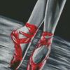 Black And White Red Ballet Shoes Diamond Paintings