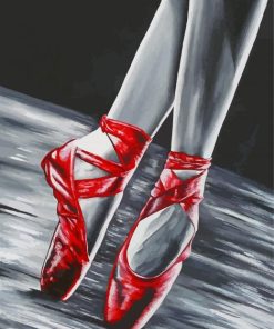 Black And White Red Ballet Shoes Diamond Paintings