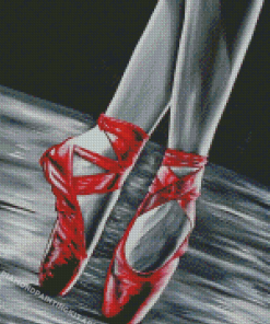 Black And White Red Ballet Shoes Diamond Paintings