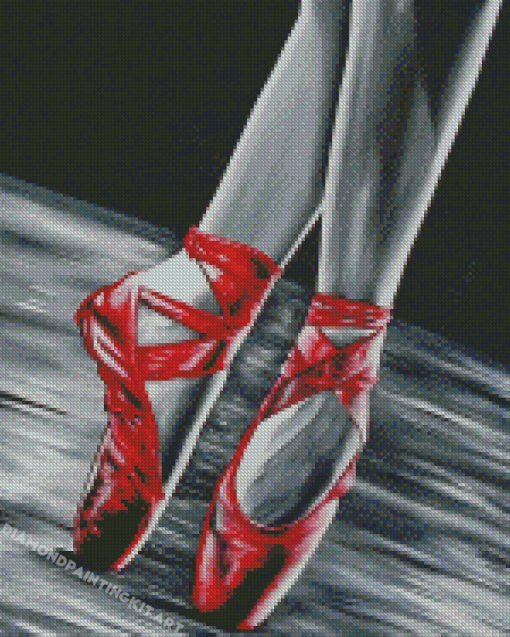 Black And White Red Ballet Shoes Diamond Paintings