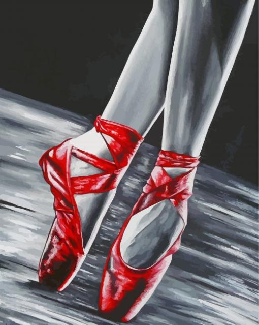 Black And White Red Ballet Shoes Diamond Paintings