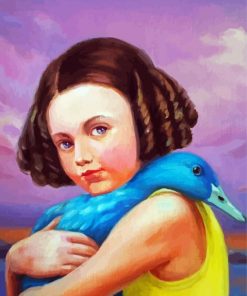 Blue Duck And Girl Diamond Paintings