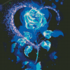 Blue Glowing Rose And Butterflies Diamond Paintings