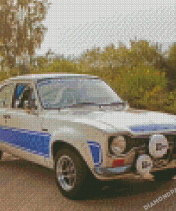 Blue And White Ford Escort RS 2000 Diamond Paintings