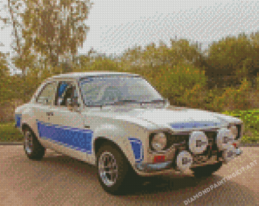 Blue And White Ford Escort RS 2000 Diamond Paintings