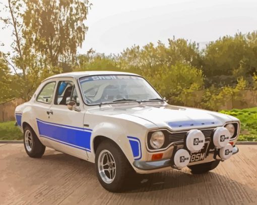 Blue And White Ford Escort RS 2000 Diamond Paintings