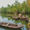 Boats In Mekong Delta River Diamond Paintings