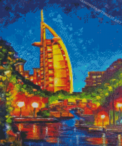 Burj Al Aarab Dubai At Night Diamond Paintings