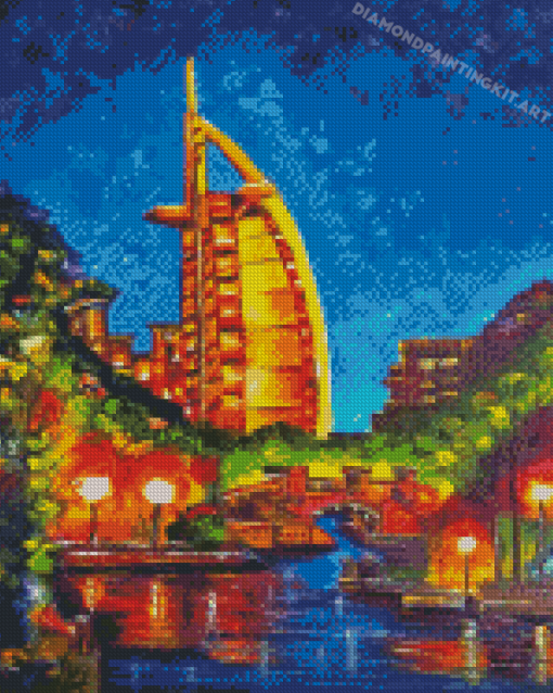 Burj Al Aarab Dubai At Night Diamond Paintings