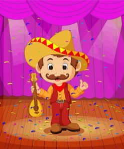 Cartoon Man In Sombrero Diamond Paintings