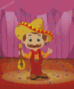 Cartoon Man In Sombrero Diamond Paintings