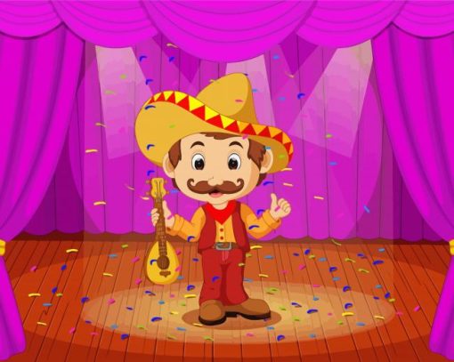 Cartoon Man In Sombrero Diamond Paintings