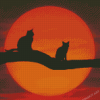 Cats Sitting On Branch Of Tree Silhouette Diamond Paintings