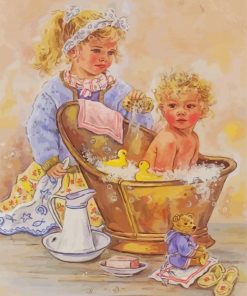 Children Bathing Time Diamond Paintings