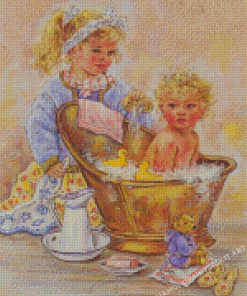 Children Bathing Time Diamond Paintings