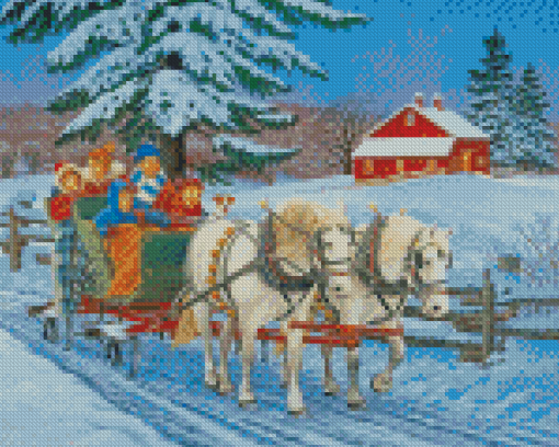 Christmas Sleigh Ride Diamond Paintings