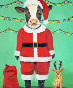 Christmas Cow Santa Diamond Paintings