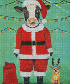 Christmas Cow Santa Diamond Paintings