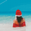 Christmas Girl At The Beach Diamond Paintings