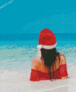 Christmas Girl At The Beach Diamond Paintings