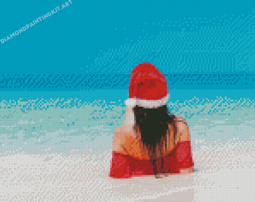 Christmas Girl At The Beach Diamond Paintings