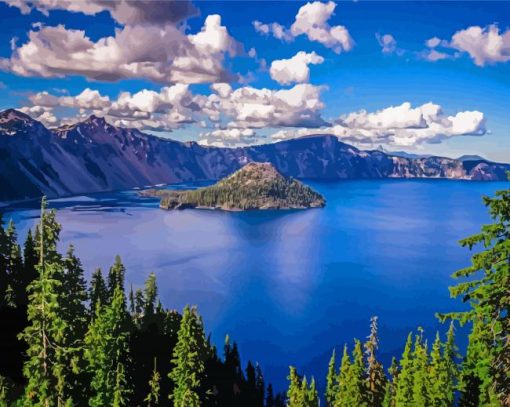 Crater Lake Oregon Diamond Paintings