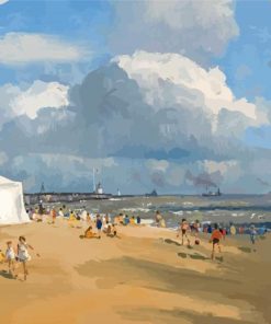 Crowded Beach Gorleston By Campbell Archibald Mellon Diamond Paintings