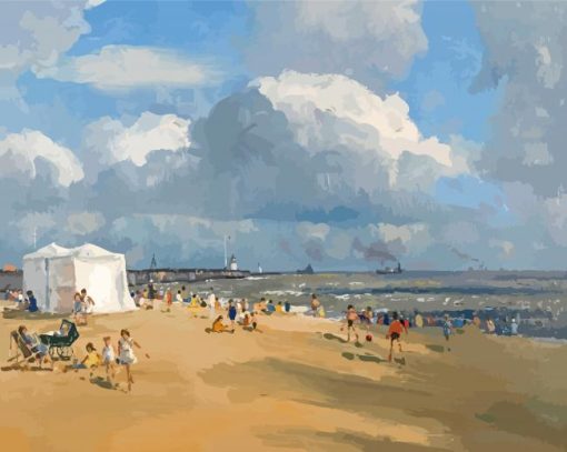 Crowded Beach Gorleston By Campbell Archibald Mellon Diamond Paintings